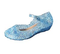 YouKD Girl's Princess Cosplay Dress Up Shoes - Crystal Sandals Jelly Shoes for Halloween, Carnival, Birthday Party - Blue, Toddler Size 8