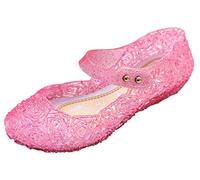 YouKD Girl's Princess Cosplay Shoes Dress Up Shoes Crystal Sandals Jelly Shoes for Halloween Carnival Birthday Party with Velcro Pink 10.5 Child UK