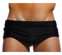 YouKD Men's Solid Swim Brief Swimsuit Swimming Trunk Swim Shorts Swimwear Elastic Waist A Black