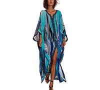 YouKD Summer Floral Long Kaftan Bohemian Loungewear Cover Up Dress Maxi Robe for Women