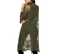 YouKD Women's Lace Cardigan See Through Dress Boho Long Kimono Beach Swimsuit Cover Up Dresses