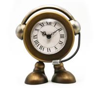 YOUKI Vintage Robot Table Clock on Stand, Decorative Desk and Shelf Clock, Rustic Mantel Farmhouse Silent Non-Ticking,Battery Operated Table Top for Living Room,Musical Gift,Metal