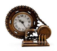YOUKI Vintage Steampunk Desk Shelf Clocks,Gear Home Decor,Table Clock for bedrooms,Large Display,Battery Operated,Non Ticking,Bronze