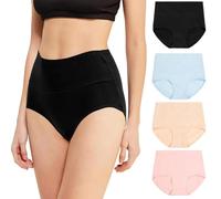Youkly High Waisted Knickers for Women, 4 Pcs Ladies Full Briefs, Tummy Control Underwear Multipack, Cotton Panties for Women (UK, Alpha, XXL, Regular, Regular, Multicolor)