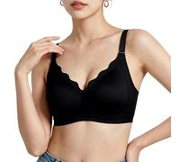 Youkly Women's Bras, Non Wired Bras for Women UK, Seamless Soft Wireless Push up Comfort Everyday Bra(with Extra Extender) (UK, Alpha, L, Regular, Regular, Black)