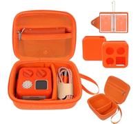 YouKnow Hard Case and Silicone Cover for Yoto Mini Player, Kids Audio Music Accessory with Card Case Holder for up to 10 Cards (Orange)