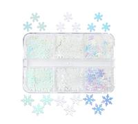 YOUKOLO 6 Grids Winter Christmas Mixed White Snowflake Nail Glitter Sequins 3D Holographic Snow Flakes Nail Art Decoration