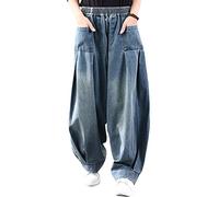 Youlee Women's Summer Patchwork Harem Trousers Destroyed Jeans Wide Leg Jeans Style 5