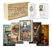 YOULIK Daydream Tarot Cards for Beginners with Guidebook & Wooden Storage Box, Surreal Dreamlike Tarot Deck, Triple Moon Pentacle Wood Tarot Case, Fortune Telling Divination Cards Set