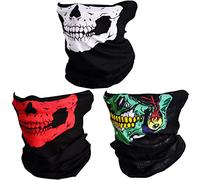 YOULIKE 3 Piece Half Skull Face Mask - Motorcycle Sun UV Protection Breathable Bandana Balaclava Headwear