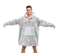 YOULIKE Blanket Hoodie Oversized Hoodie Blanket - Sherpa Fleece Wearable Blanket Hoodies for Women & Men, Comfy & Fluffy Hooded Blankets(Light Grey)