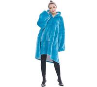 YOULIKE Extra Large Blanket Hoodie - Oversized Super Soft Hoodie Blanket with Fleece Big Pocket - Wearable Comfy Hooded Sweatshirt for Men, Women | One Size Fits All Lake Blue