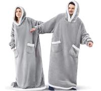 YOULIKE Extra Long Hoodie Blanket for Men Women - Oversized Sweatshirt Fluffy Wearable Snuggle Hooded - Super Soft Giant Fleece Sherpa Blanket Hoodie Sweatshirt