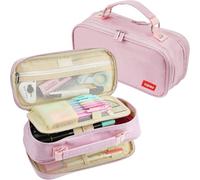 YOULIKE Large Capacity Pencil Case - Big Storage Pen Case with Compartments for Office College School - Pen Bag Pencil Pouch Stationery Organizer Box for Girls Boys Teen Adults (Pink)