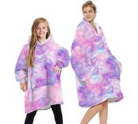 YOULIKE Oversized Blanket Hoodie for Women, Girls - Sherpa Fluffy Fleece Wearable Hooded with Big Pocket(Purple Galaxy)