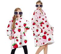 YOULIKE Oversized Blanket Hoodie for Women, Girls - Sherpa Fluffy Fleece Wearable Hooded with Big Pocket(Strawberry)