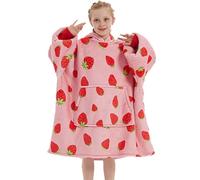 YOULIKE Oversized Blanket Hoodie - Plush Fluffy Fleece Family Matching Sweatshirt for Women Men Kids Girl Boy - Wearable Hooded Blanket with Big Front Pocket Strawberry