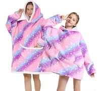 YOULIKE Oversized Wearable Blanket Hoodie For Adult Kids - Super Soft Sherpa Fluffy Fleece Sweatshirt Hooded with Giant Pocket(Star Purple)