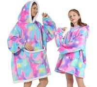 YOULIKE Oversized Wearable Blanket Hoodie For Adult Kids - Super Soft Sherpa Fluffy Fleece Sweatshirt Hooded with Giant Pocket(Colourful)