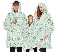 YOULIKE Oversized Wearable Blanket Sweatshirt Hoodie for Women and Men Girl Boy - Double Fleece Plush Cartoon Hooded Top with Warm Front Pocket(Avocado)