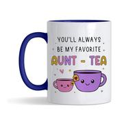You'll Always Be My Favourite Aunt-Tea - Funny Gift for Aunt,Inside Coloured Mug,Ceramic Coffee, Tea Mug. (Navy Blue)