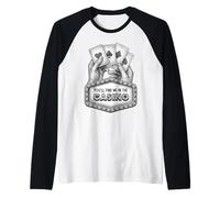 You'll Find Me in The Casino Poker Win Pencil Drawing Effect Raglan Baseball Tee