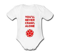 YOU'LL NEVER CRAWL ALONE PERSONALISED Unique Baby Vest Baby Grow Babygrow Boys Girls Onesie FOOTBALL LIVERPOOL