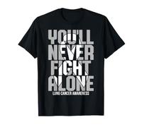 You'll Never Fight Alone Lung Cancer Awareness White Ribbon T-Shirt