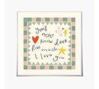 You'll Never Know Dear How Much I Love You Wall Art Whimsical Love Quote Colorful Poster Abstract Romantic Canvas Painting Print for Bedroom Living Room Office Decor 16x16inch Unframed