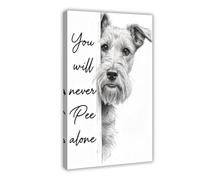You'll Never Pee Alone Airedale Terrier Print Black And White Toilet Humor Decor Fun Print Gift for Pet Lovers Vibrant Dopamine Restroom Poster Canvas Posters Frame-style 08x12inch(20x30cm)