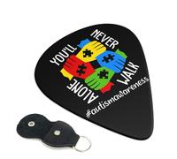 Youll Never Walk Alone Autism Awareness Puzzle Guitar Pick Set of 6 Guitar Picks with Storage Case Fit Electric and Acoustic Guitars 0.96mm
