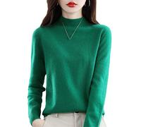 Youllyuu 100% Pure Merino Wool Mock Neck Pullover Cashmere Seamless Sweater Woman Knitted Jumper Tops GN S
