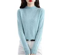 Youllyuu 100% Pure Merino Wool Mock Neck Pullover Cashmere Seamless Sweater Woman Knitted Jumper Tops Clip Flower GN M