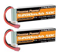 Youme 3S Lipo Battery 5200mAh 11.1V 50C T Plug 2pcs for RC Car Truck Boat