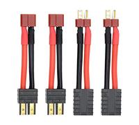 Youme Power Traxxas-Deans Connector Adapter Cable, 4PCS TRX to Deans T Plug Connector, 12 AWG Wire, Ideal for Lipo Battery Charging