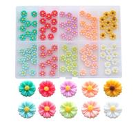 Youmeizer 100PCS Mini Colorful Artificial Resin Daisy Craft Embellishments Flower Beads for DIY Handmade mini Dollhouse Scrapbooking Miniature Landscape mini Decoration（10 Colors Mixed）