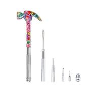 YOUMI 6 in 1 Multifunctional Floral Hammer & Screwdriver Tool Set Claw Hammer with Slotted/Flat Head Phillips Screwdriver Nail Puller for Her (Pink)