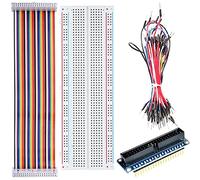 Youmile 1 pcs Raspberry Pi GPIO Adapter Plate 40-pin+830 Tie Points Solderless Breadboard+Jumper cable+40 Pin Female - Female Rainbow Ribbon Cable