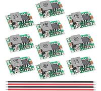 Youmile 10 pcs Mini360 DC-DC Buck Converter Voltage Regulator Step Down Power Converter Module 4.75-23V to 1.0-17V 3A high conversion with 26AWG Red and black cable for DIY device power supply