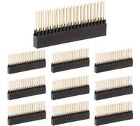 Youmile 10 pcs Pin header 2x20 (40 Pin) Extra Tall Female Stacking header 0.1 Inch Pitch 2.54m Pin Header Connector for Raspberry Pi A+/B+/Pi 2/Pi 3