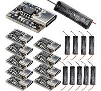 Youmile 10 pcs Type-C USB Lithium Battery Charger Module Ultra-Small Ternary Lithium Battery 3.7V 4.2V 1A charging protection board Auto Charge/Cut Off Function with 18650 Battery Holder
