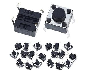 Youmile 100-Pack 6x6x5 mm Miniature Micro Momentary Tactile Tact Touch Push Button Switch Quality Switch SPST Miniature/Mini/Micro/Small PCB