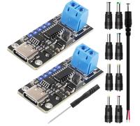 Youmile 2 pcs 100W PD/QC Decoy Trigger Module 5A USB-C Fast Charge 5V 9V 12V 15V 20V Adjustable Voltage Type-C Female Connector Terminal Block with Screwdriver DC Connector Kits DC Male Cable