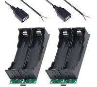 Youmile 2 pcs 18650 Lithium Battery Boost Charging Board UPS Uninterruptible Module High Power UPS 15W 3A 5V Charging and Discharging with USB Female Two-core Cable