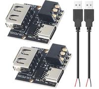 Youmile 2 pcs Fast Charging Module PD/QC/AFC/FCP Fast Charge Decoy Trigger Module 5V 9V 12V 15V 20V with Dial Switch Adjustable Voltage Type-C Input USB Ouput with USB Male Two-Core Cable