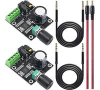 Youmile 2 pcs PAM8610 2 x15W D Digital Dual Power Audio Amplifier Board DC 12V Digital Audio Stereo High Power Amplifier Board with 3.5mm Audio cable DC male cable