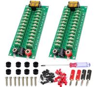 Youmile 2 pcs Power Distribution Board 2x12 Position Barrier Terminal Block Distribution Module 20A AC DC 3 Inputs with Banana Plug Red and Black Terminal Blocks Screwdriver Spacer