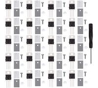 Youmile 20 pcs L7805CV L7805 Voltage Regulator Output 5V 1.5A TO-220 Linear Positive Voltage Regulators with Heatsink screw washer Rubber Silicone screwdriver