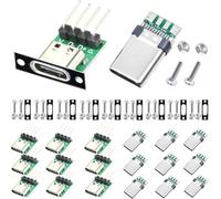 Youmile 20 pcs USB Type C Test Board Horizontal Soldering pin header DIY USB 3.1 Breakout Board PCB Female & male Connector Board power adapter board with Fixed board M2 Screws and nuts