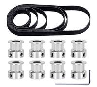 Youmile 2GT Timing Belt 110mm 112mm 122mm 158mm 200mm 280mm 300mm 400mm Width 6mm Closed Loop Rubber Belt for 3D Printer with 8PCS 5mm 20 Teeth Timing Pulley Wheel